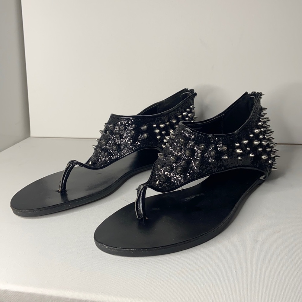 Rouge Spiked Black Sandals size 9